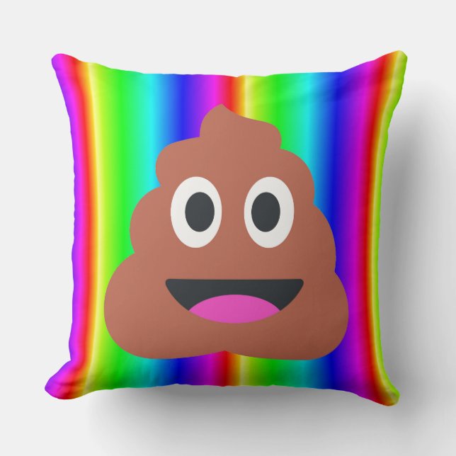 rainbow poop emoji throw pillow (Front)
