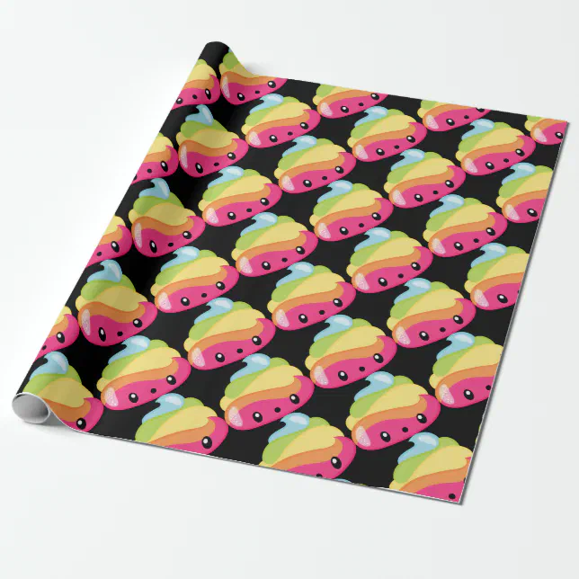 Rainbow Poop Emoji Wrapping Paper | Zazzle