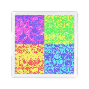 Rainbow pop art bubble wrap acrylic tray