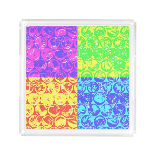 Rainbow pop art bubble wrap acrylic tray (Front)