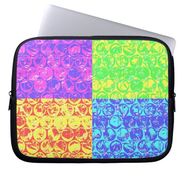 Rainbow pop art bubble wrap laptop sleeve (Front)