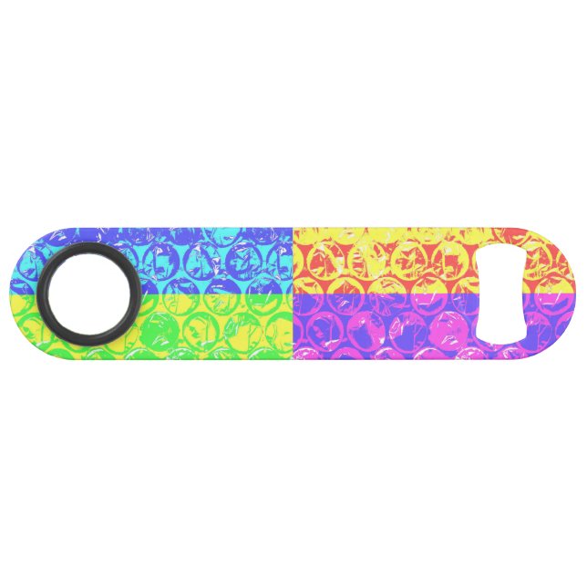 Rainbow pop art bubble wrap speed bottle opener (Back Horizontal)