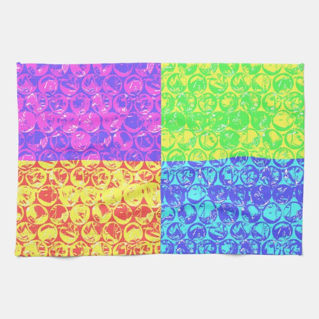 Rainbow pop art bubble wrap towel (Horizontal)