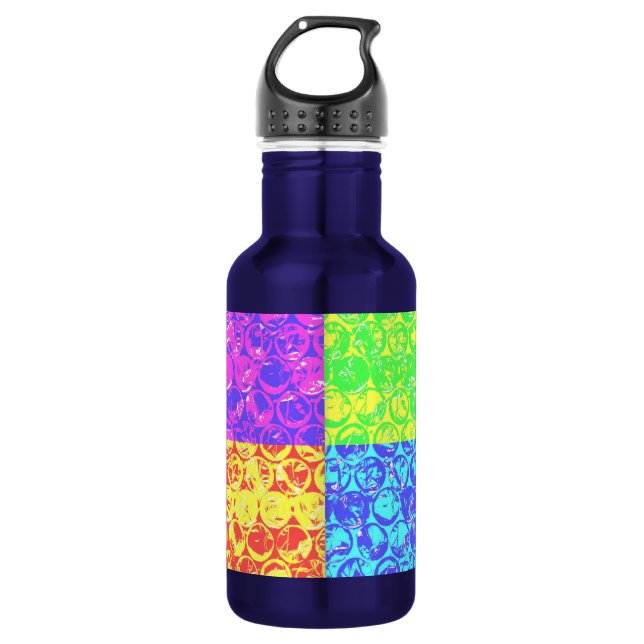 Rainbow pop art bubble wrap water bottle (Front)