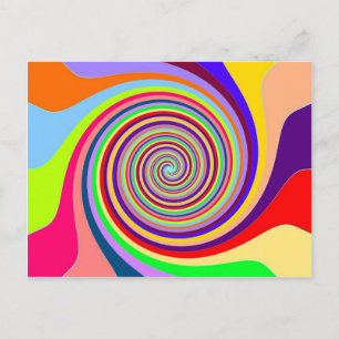 Rainbow pop art psychedelic swirl postcard