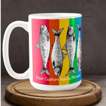 Rainbow Pop Art Sardine Line-up Custom Name Phrase