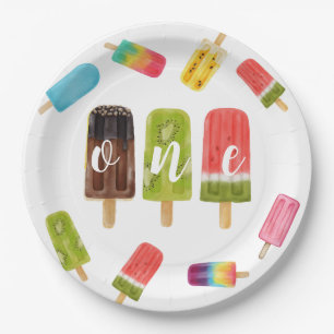 Rainbow Pop Birthday 1st Birthday Paper Plates