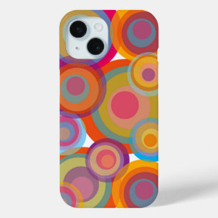 Rainbow Pop Circles Colorful Retro Fun Groovy Chic iPhone 15 Case