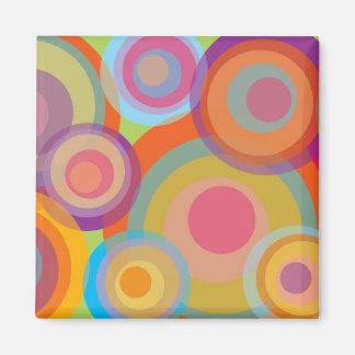 Rainbow Pop Circles Colorful Retro Fun Groovy Chic Magnet