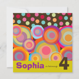 Rainbow Pop Circles Kids Birthday Party Invitation