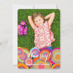 Rainbow Pop Circles Kids Birthday Party Photo Invitation