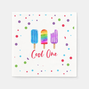 Rainbow Pop Cool One 1st Birthday Napkins