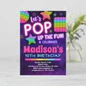 Rainbow Pop Fidget Birthday Invitation for Girls (Standing Front)