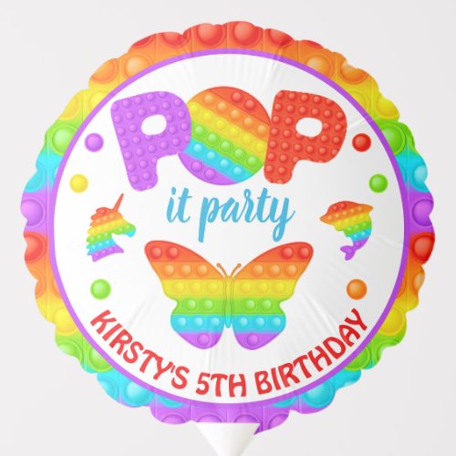 Rainbow Pop It Fidget Toy Birthday Party Balloon