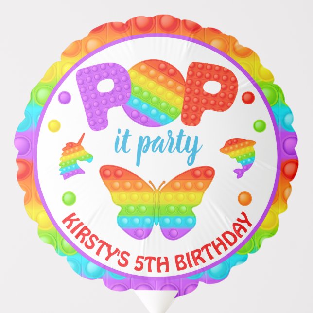Rainbow Pop It Fidget Toy Birthday Party Balloon (Front)
