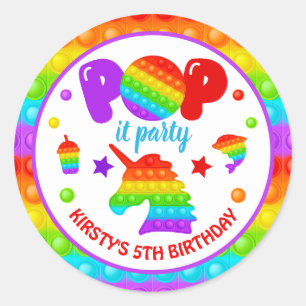 Rainbow Pop It Fidget Toy Birthday Party Classic Round Sticker