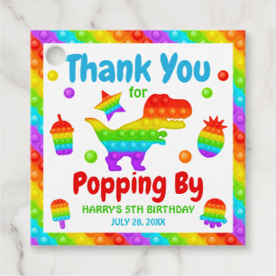 Rainbow Pop It Fidget Toy Birthday Party Favor Tags