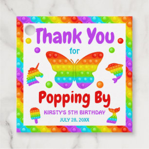 Rainbow Pop It Fidget Toy Birthday Party Favor Tags