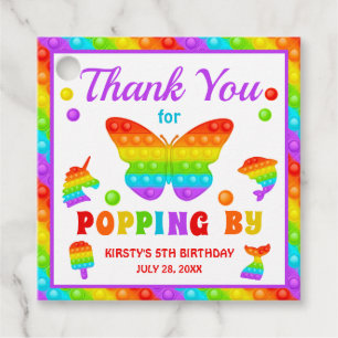 Rainbow Pop It Fidget Toy Birthday Party Favor Tags