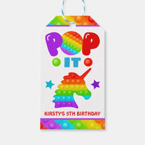 Rainbow Pop It Fidget Toy Birthday Party Gift Tags