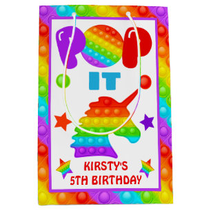Rainbow Pop It Fidget Toy Birthday Party Medium Gift Bag