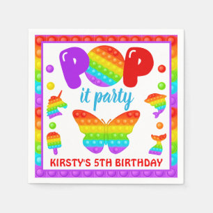 Rainbow Pop It Fidget Toy Birthday Party Napkins