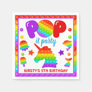 Rainbow Pop It Fidget Toy Birthday Party Napkins