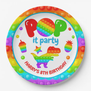 Rainbow Pop It Fidget Toy Birthday Party Paper Plates