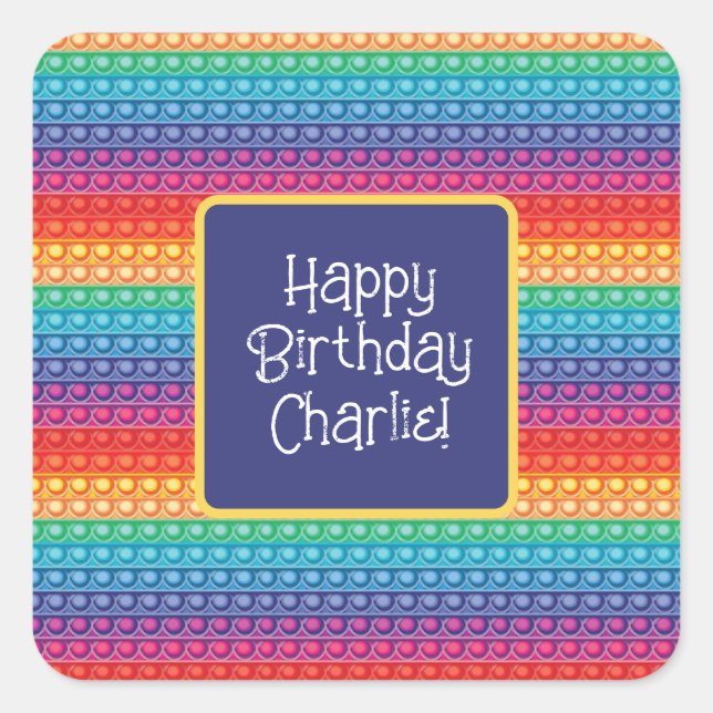 Rainbow Pop It Fidget Toy Pattern Personalized   Square Sticker (Front)