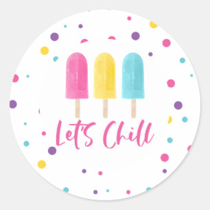 Rainbow Pop Let's Chill Birthday Classic Round Sticker
