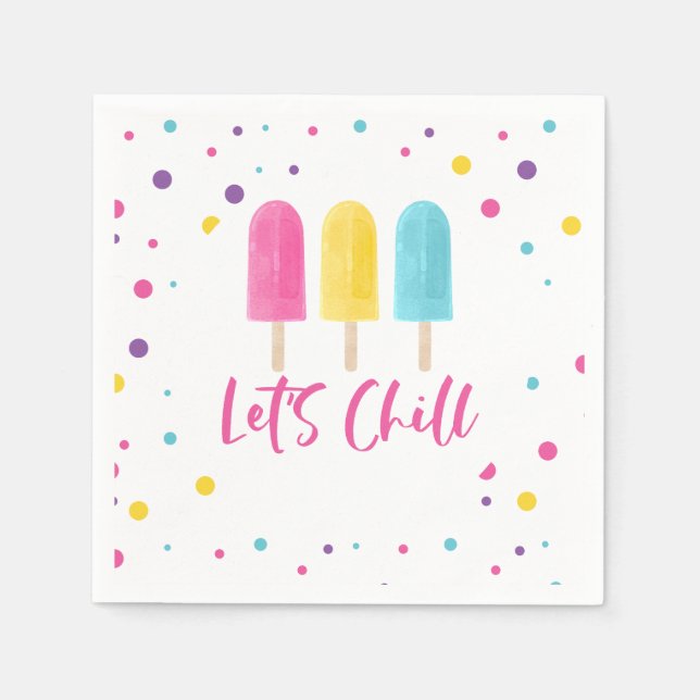 Rainbow Pop Let's Chill Birthday Napkins (Front)