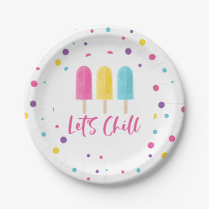 Rainbow Pop Let's Chill Birthday Paper Plates