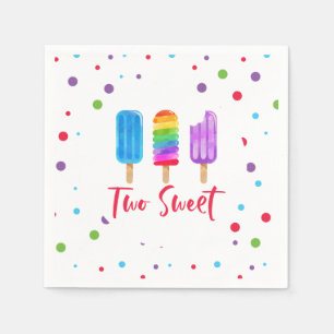 Rainbow Pop Two Sweet 2nd Birthday Napkins