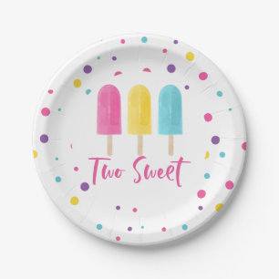 Rainbow Pop Two Sweet 2nd Birthday Paper Plates