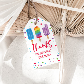 Rainbow Pops Summer Birthday Gift Tags by CharlotteGBoutique at Zazzle
