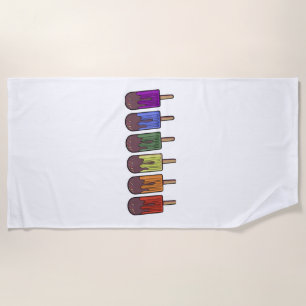 Rainbow Popsicle Parade Beach Towel