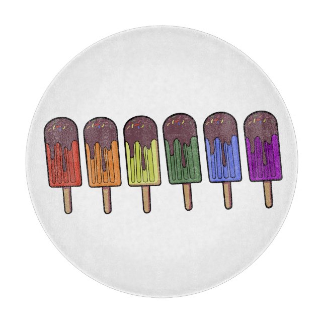 Rainbow Popsicle Parade Cutting Board (Front)