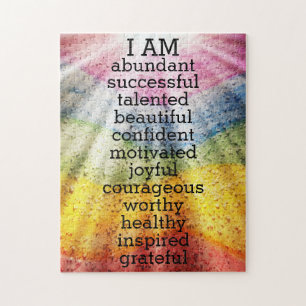 Rainbow Positive Affirmations Business Card Magne Jigsaw Puzzle