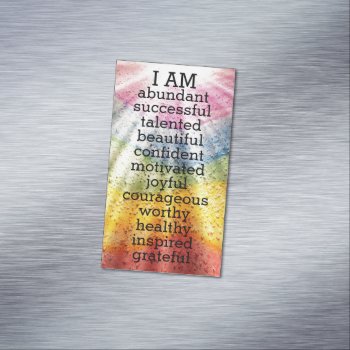 Rainbow Positive Affirmations  Business Card Magnet by EatGreenFood at Zazzle