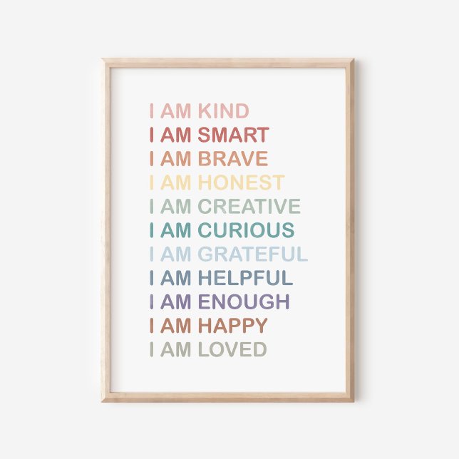 Rainbow Positive Affirmations For Kids Nursery Poster (Creator Uploaded)