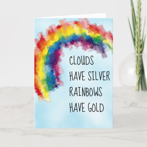 Rainbow pot of gold balnk card