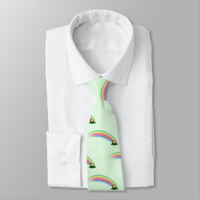 Rainbow Pot of Gold St. Patrick's Day Neck Tie (Tied)