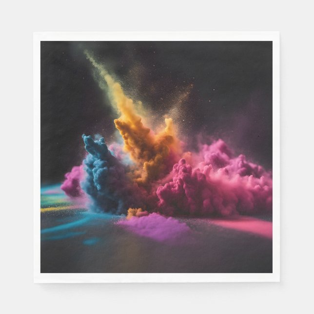 Rainbow Powder Blast On Black Napkins (Front)