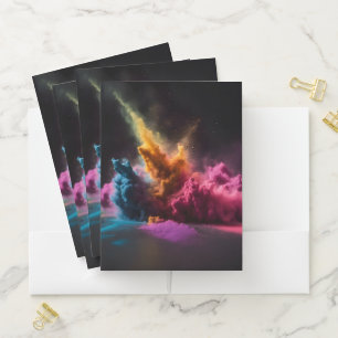 Rainbow Powder Blast On Black Pocket Folder