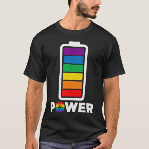 Rainbow Power Battery LGBTQ Gay Lesbian Awareness T-Shirt