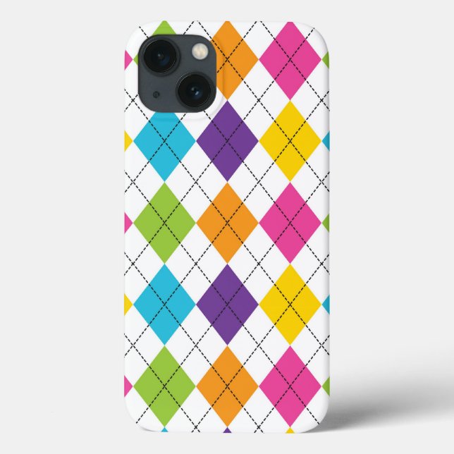 rainbow preppy argyle pattern Case-Mate iPhone case (Back)