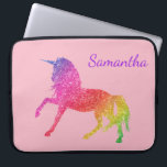 Rainbow Pretty Glitter Sparkle Unicorn Girl's Laptop Sleeve<br><div class="desc">This design may be personalized in the area provided by changing the photo and/or text. Or it can be customized by clicking Personalize this Template and then choosing the click to customize further option and delete or change the color of the background, add text, change the text color or style,...</div>