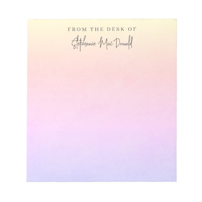 Rainbow pretty pastel gradient personalized notepad (Front)
