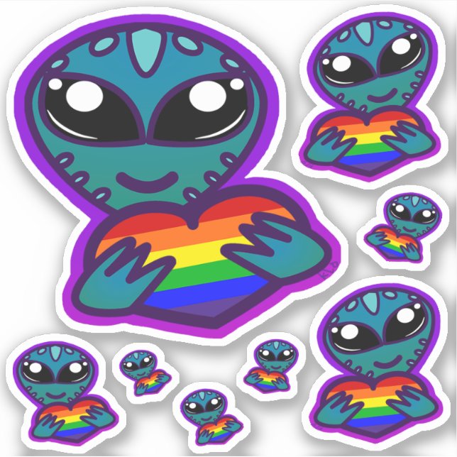 Rainbow Pride Alien Stickers (Front)