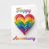 Rainbow Pride Anniversary Card, happy anniversary,